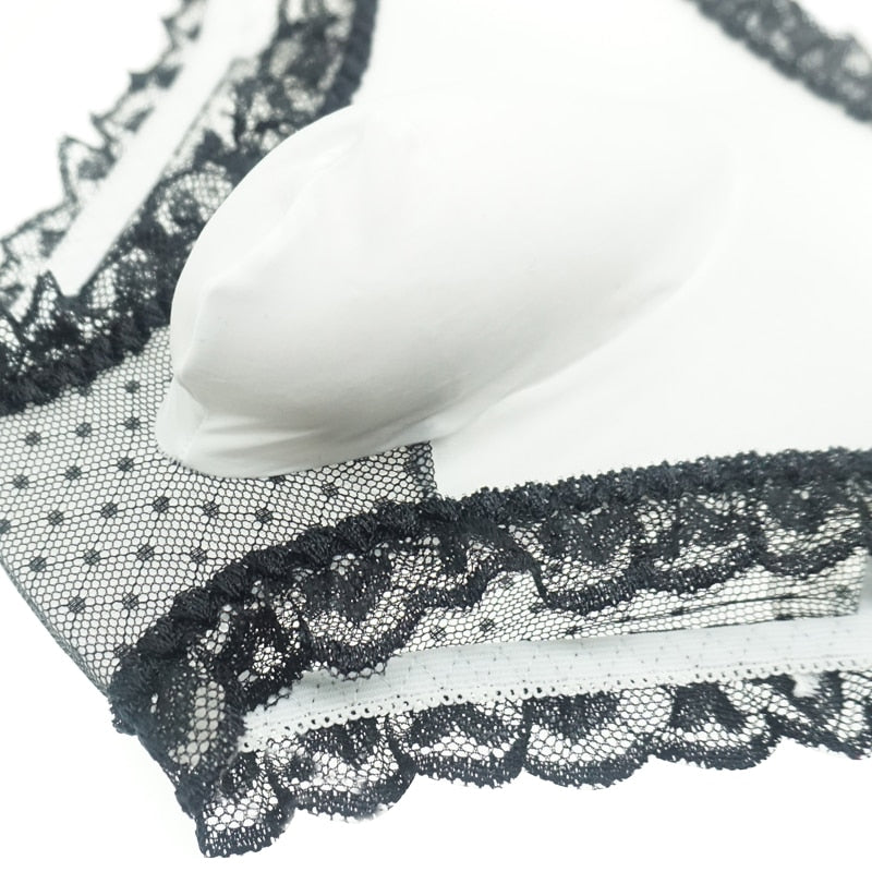 Sensual Sissy Panty/ Men's Briefs/ Lace Lingerie with Alluring Penis Pouch, Hollow Backside Design, and Jockstrap for Gay Men