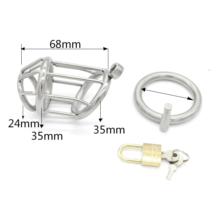 Stainless Steel Metal Cock Cage with Padlock