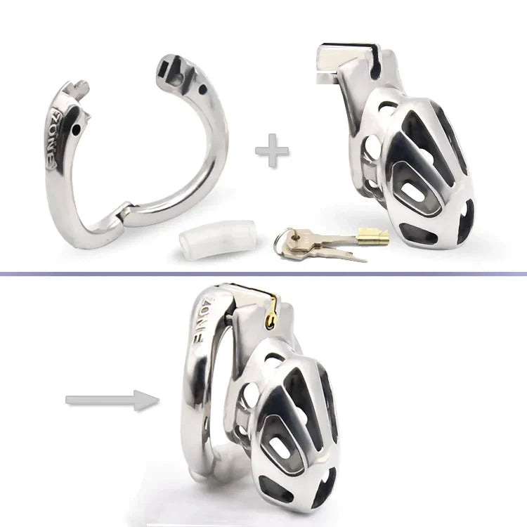 Metal Male Chastity Cage with Openable Ring Design