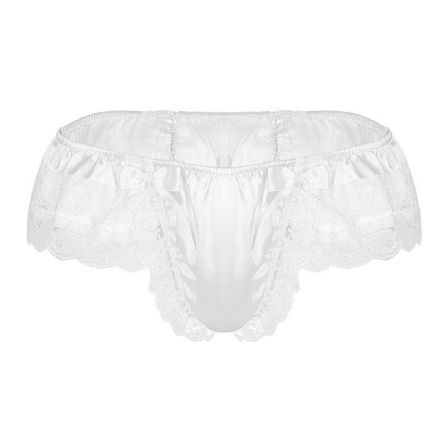 Lace Skirts Thong for Men: Sissy Panties, See-Through G-String - Sexy Underwear with U Convex Pouch and T-Back Design for Gay Men