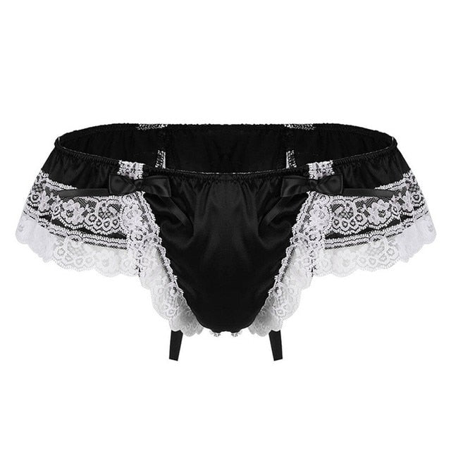 Lace Skirts Thong for Men: Sissy Panties, See-Through G-String - Sexy Underwear with U Convex Pouch and T-Back Design for Gay Men