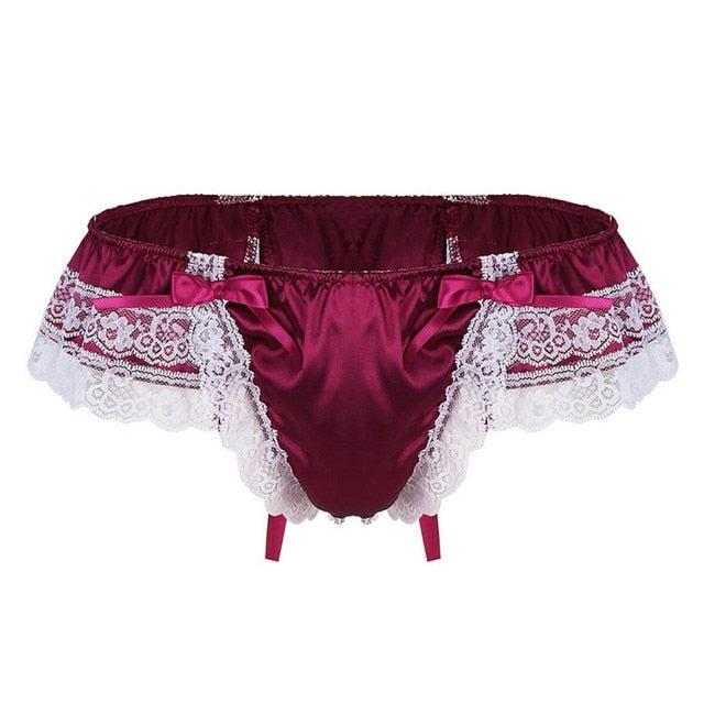Lace Skirts Thong for Men: Sissy Panties, See-Through G-String - Sexy Underwear with U Convex Pouch and T-Back Design for Gay Men