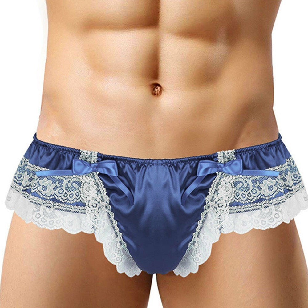 Lace Skirts Thong for Men: Sissy Panties, See-Through G-String - Sexy Underwear with U Convex Pouch and T-Back Design for Gay Men