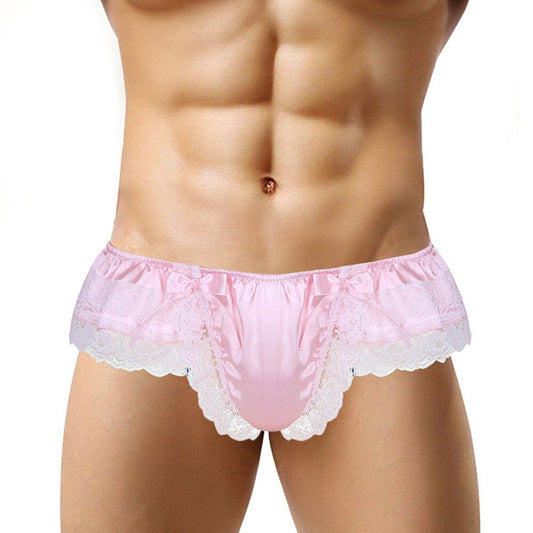 Lace Skirts Thong for Men: Sissy Panties, See-Through G-String - Sexy Underwear with U Convex Pouch and T-Back Design for Gay Men
