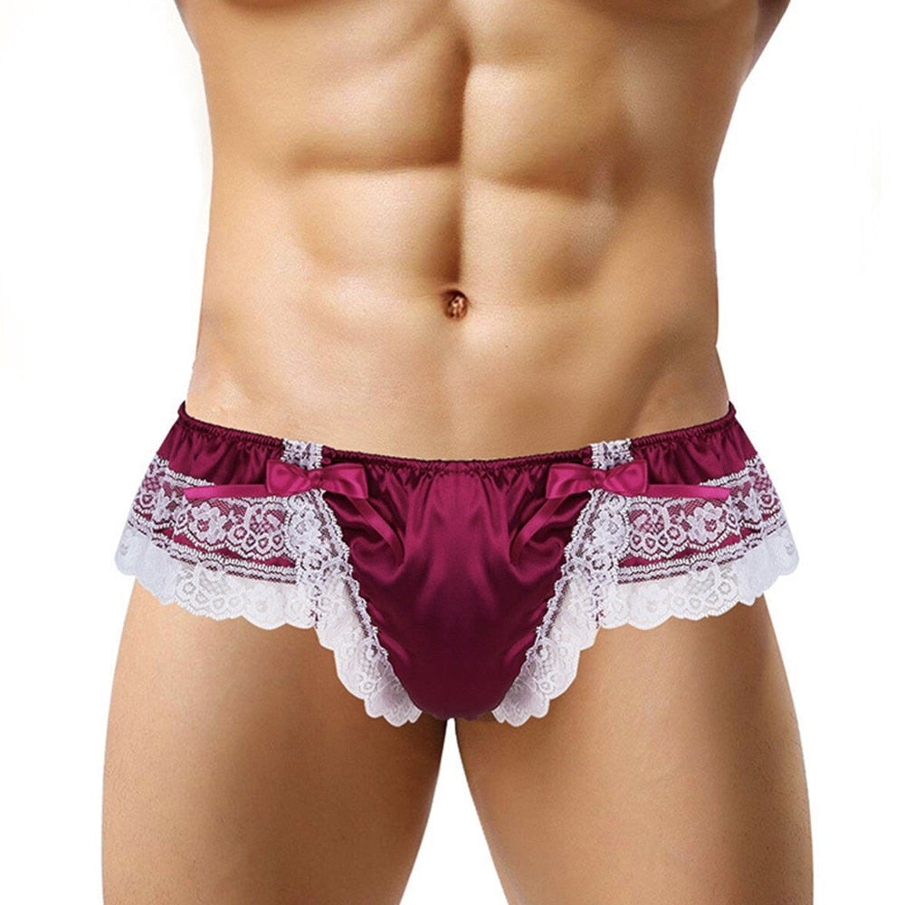 Lace Skirts Thong for Men: Sissy Panties, See-Through G-String - Sexy Underwear with U Convex Pouch and T-Back Design for Gay Men