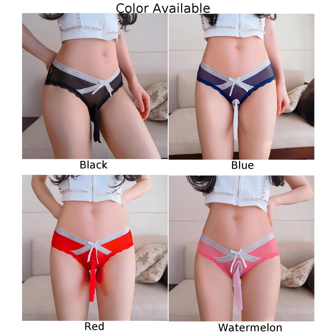 Men's Sexy Mesh Sissy Pouch Panties: Erotic Lingerie with Long Penis Sleeve, Bow Accent, and Comfortable Knickers for Gay Underwear Enthusiasts