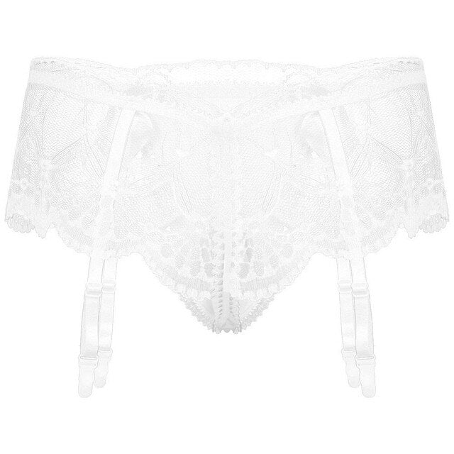 Male Sexy Black Lace Underwear: Erotic Lingerie with Sissy Briefs and Penis Pouch - Men's Thong Underpants for Sensual Appeal