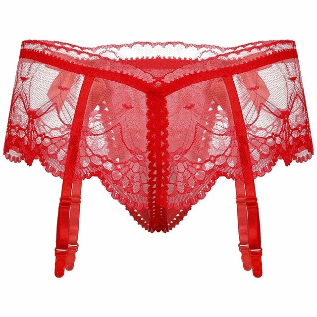 Male Sexy Black Lace Underwear: Erotic Lingerie with Sissy Briefs and Penis Pouch - Men's Thong Underpants for Sensual Appeal