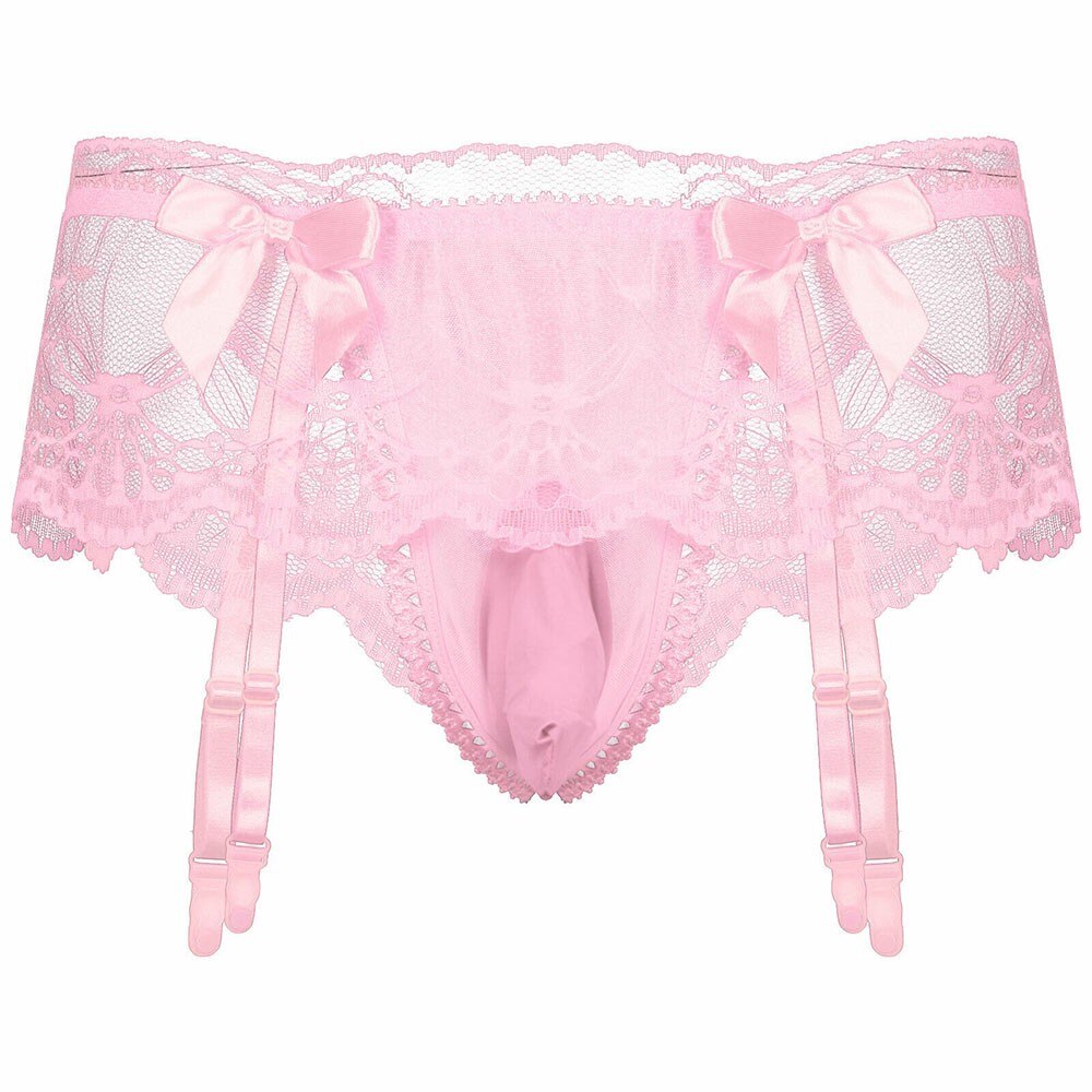 Male Sexy Black Lace Underwear: Erotic Lingerie with Sissy Briefs and Penis Pouch - Men's Thong Underpants for Sensual Appeal