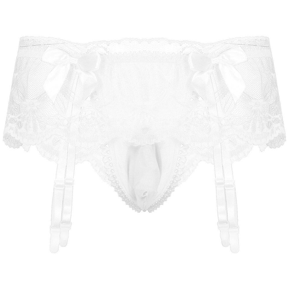 Male Sexy Black Lace Underwear: Erotic Lingerie with Sissy Briefs and Penis Pouch - Men's Thong Underpants for Sensual Appeal
