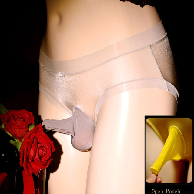 Men's Lace Panties: Silky Sissy Peni Sleeve Underwear - Breathable, Transparent, Quick-Drying Ice Silk Knickers for Comfort