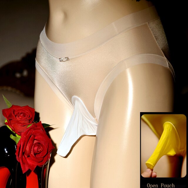Men's Lace Panties: Silky Sissy Peni Sleeve Underwear - Breathable, Transparent, Quick-Drying Ice Silk Knickers for Comfort