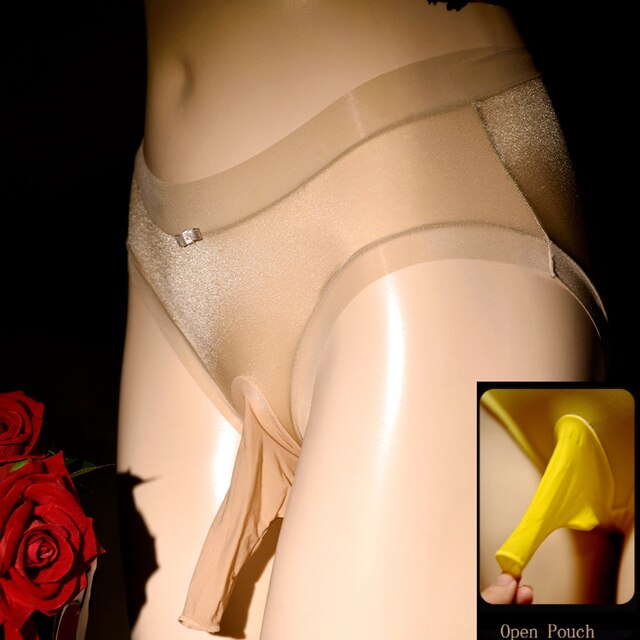 Men's Lace Panties: Silky Sissy Peni Sleeve Underwear - Breathable, Transparent, Quick-Drying Ice Silk Knickers for Comfort