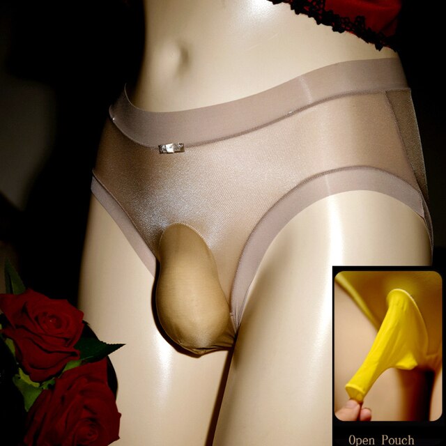 Men's Lace Panties: Silky Sissy Peni Sleeve Underwear - Breathable, Transparent, Quick-Drying Ice Silk Knickers for Comfort