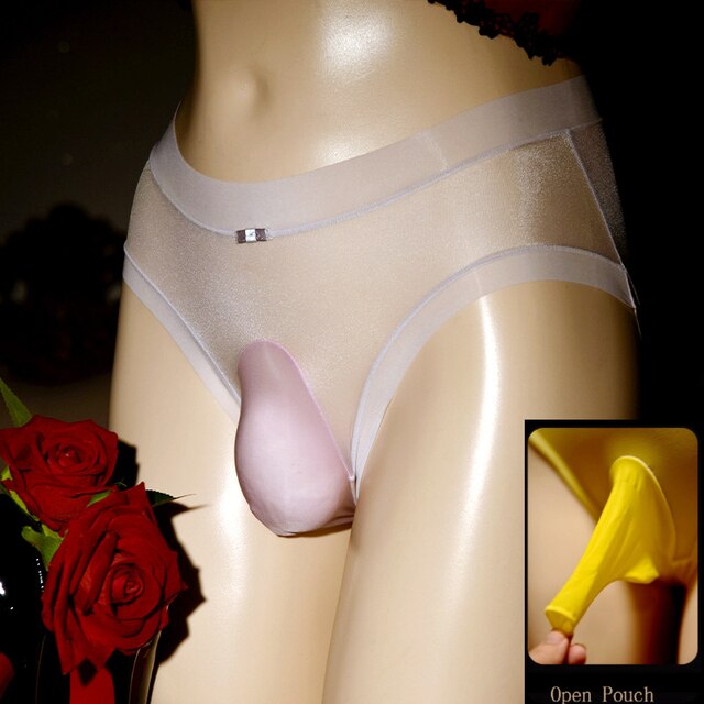 Men's Lace Panties: Silky Sissy Peni Sleeve Underwear - Breathable, Transparent, Quick-Drying Ice Silk Knickers for Comfort