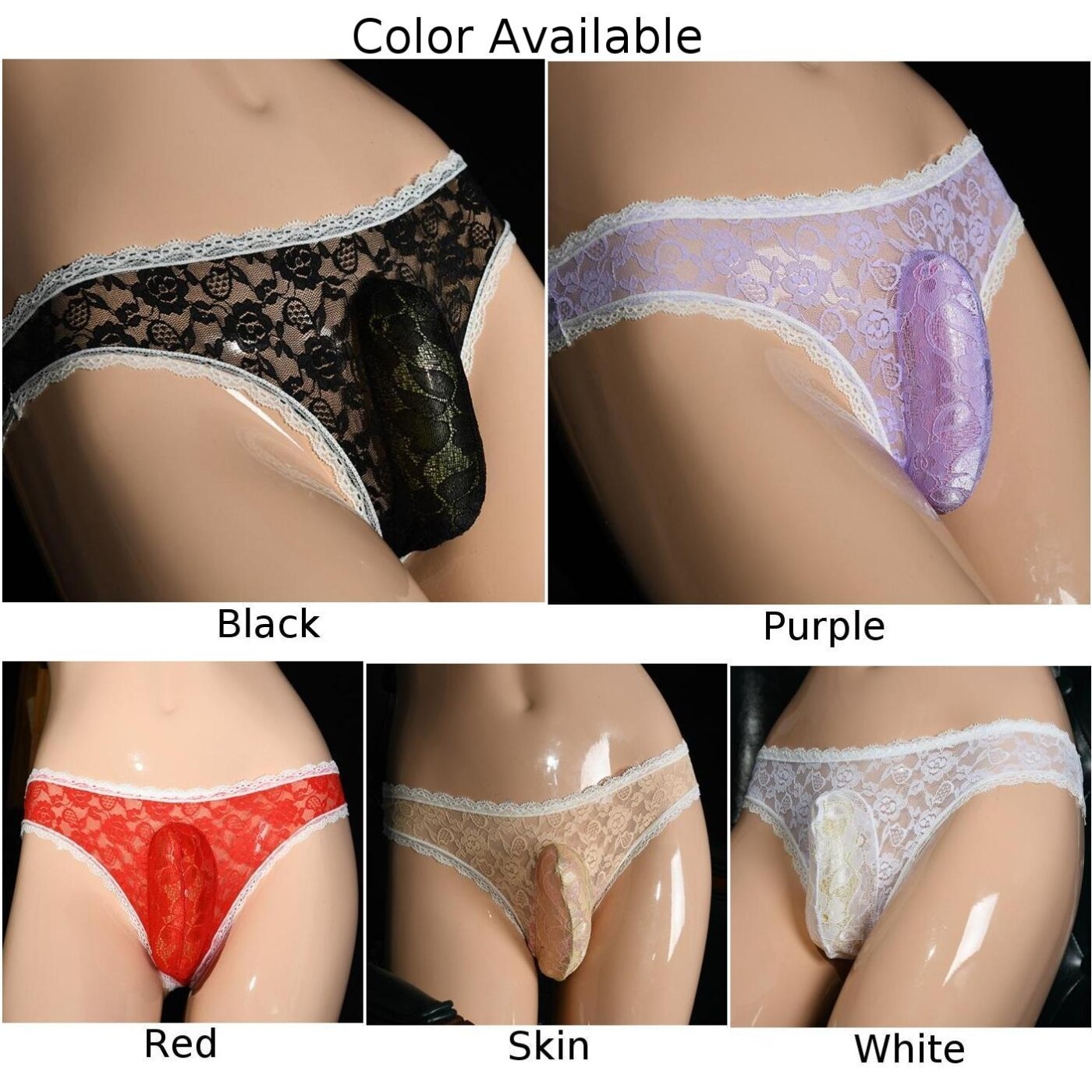 Men's Lace Floral See-Through Sissy Pouch Briefs Thong Gay Lingerie