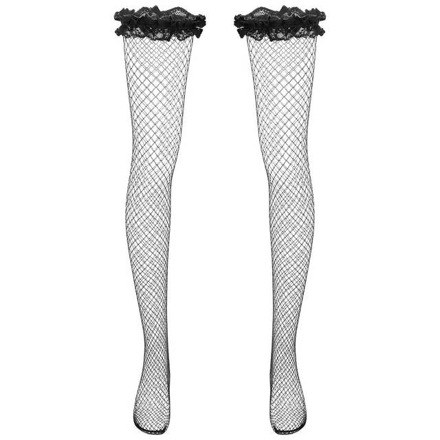 Men's Lace-Top Mesh Thigh-High Stockings: Hollow Out Fishnet Hosiery for Underwear, Exotic Sissy & Gay Styles