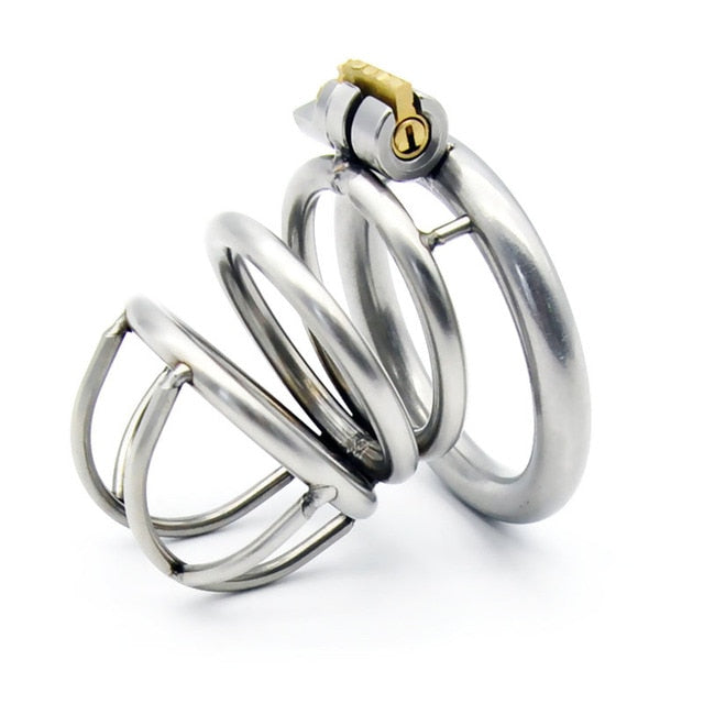 Ultra-Compact Stainless Steel Male Chastity Device - Flat Inverted Chastity Cage - 3 Sizes - Secure Cock Cage & Ring - Discreet Adult Toy for Men - Durable Chastity Belt