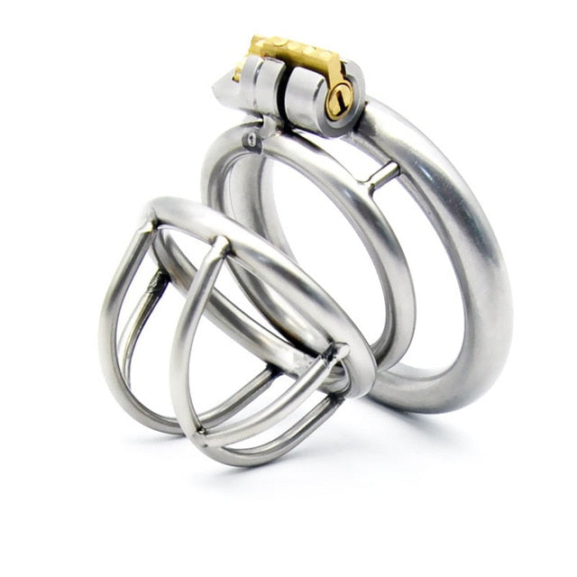 Ultra-Compact Stainless Steel Male Chastity Device - Flat Inverted Chastity Cage - 3 Sizes - Secure Cock Cage & Ring - Discreet Adult Toy for Men - Durable Chastity Belt