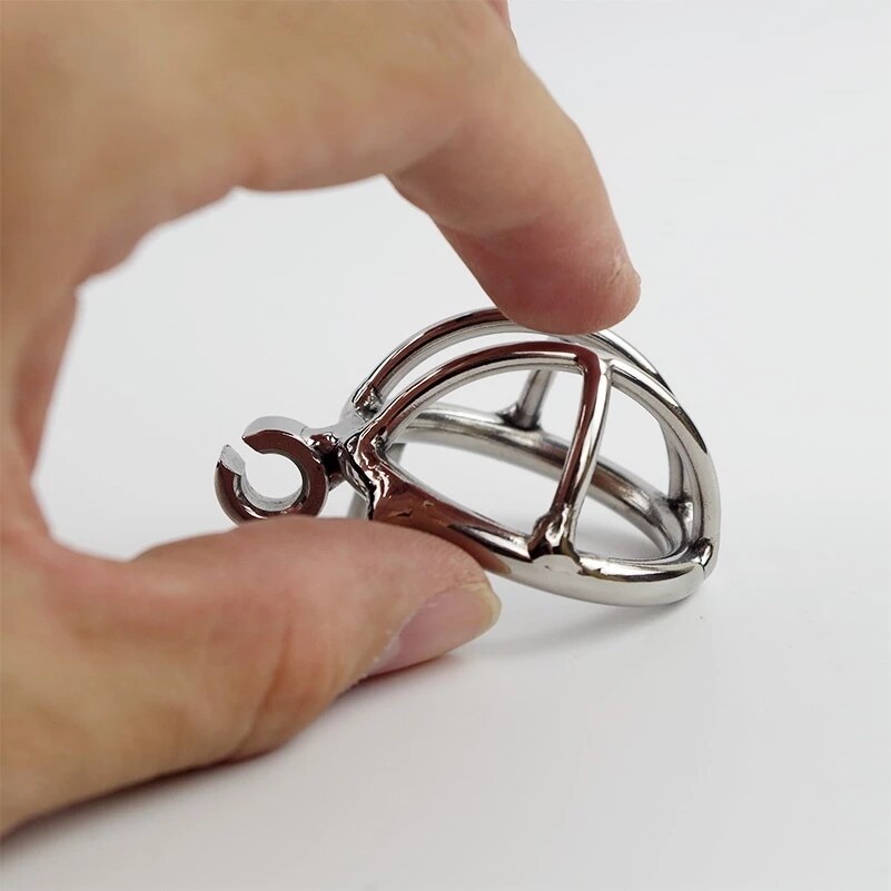 Ultra-Compact Stainless Steel Male Chastity Device - Flat Inverted Chastity Cage - 3 Sizes - Secure Cock Cage & Ring - Discreet Adult Toy for Men - Durable Chastity Belt