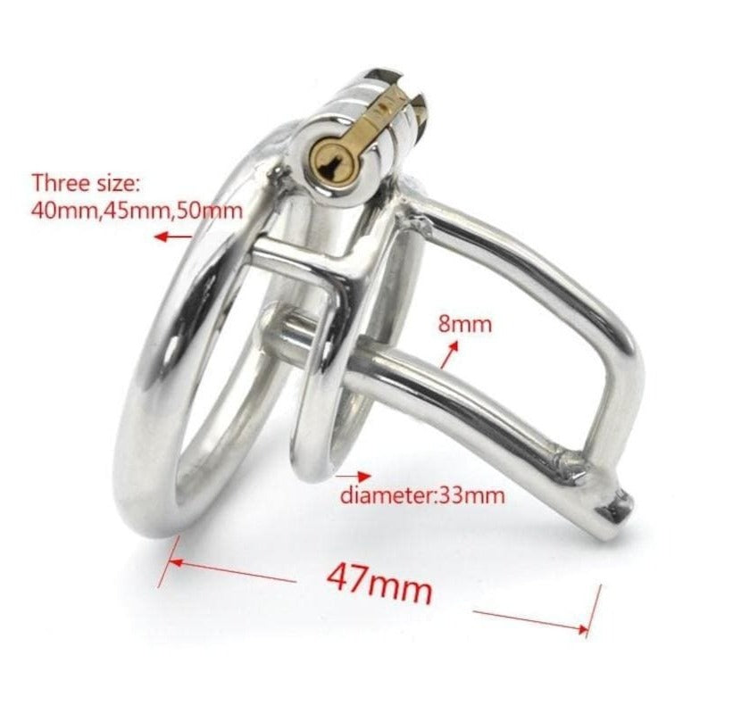 Male Stainless Steel Chastity Device Metal Chastity Cage Lock Belt Silicone  Tube