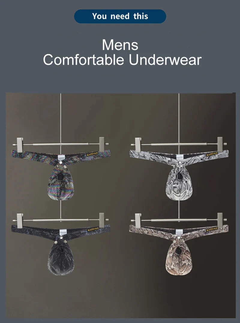 Men's Sexy Underwear Erotic Thong 3D Bikini Pouch in 4 Colors