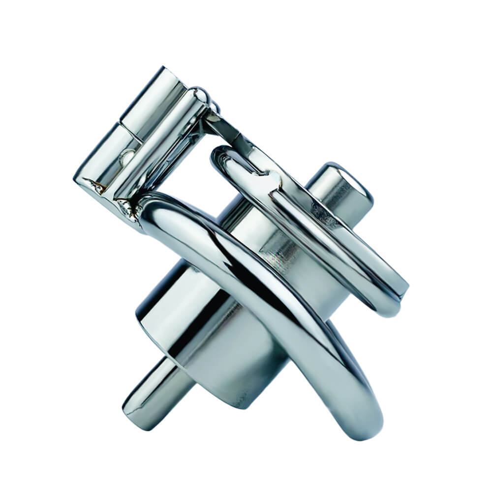 Inverted Chastity Cage with Metal Cylinder and Tube