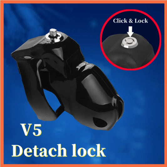 Black HT-V5 Chastity Lock Padlock Resin Chastity Device Set Chastity Urethral Lock Cock Cage Penis Ring Sex Toys