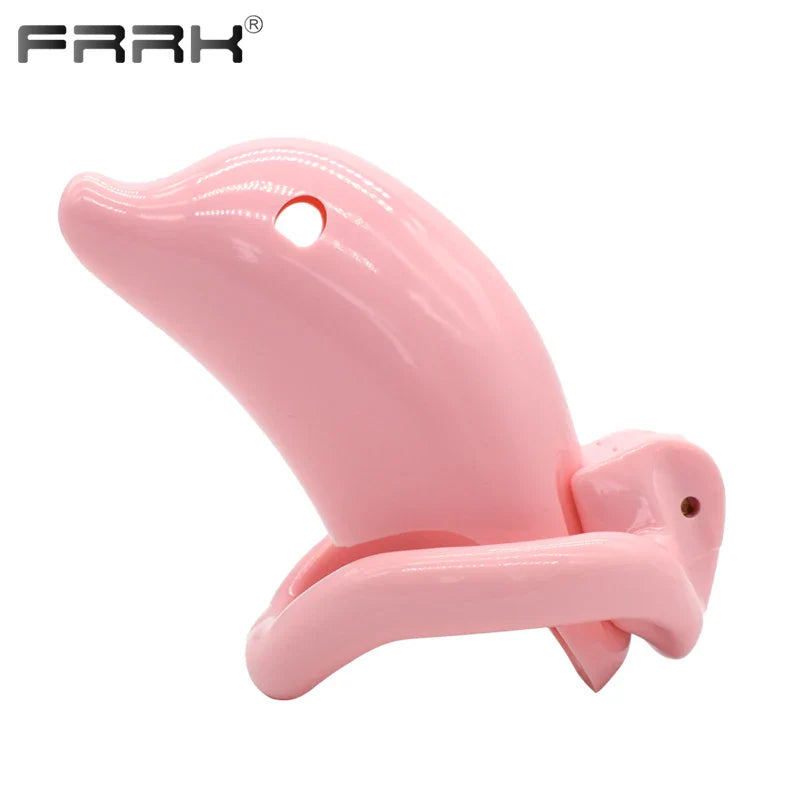 Small Negative Chastity Cage with Dolphin Design: FRRK's Discreet ABS Male Intimacy Device with 4 Rings