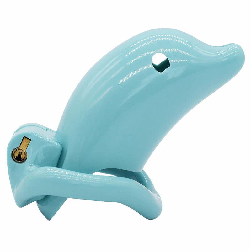 Small Negative Chastity Cage with Dolphin Design: FRRK's Discreet ABS Male Intimacy Device with 4 Rings