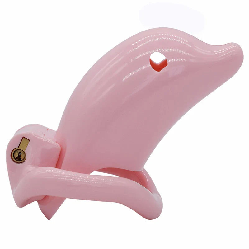 Small Negative Chastity Cage with Dolphin Design: FRRK's Discreet ABS Male Intimacy Device with 4 Rings