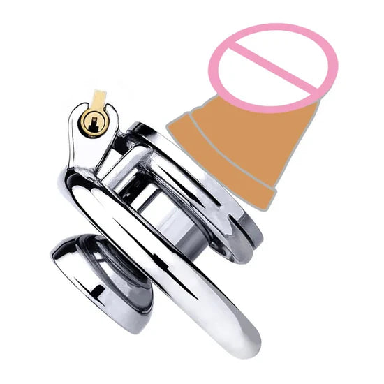 Flat Inverted Chastity Cage with Small Dildo