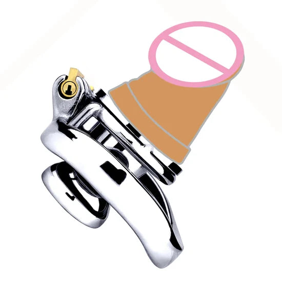 Flat Inverted Chastity Cage with Small Dildo