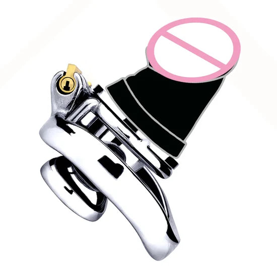 Flat Inverted Chastity Cage with Small Dildo