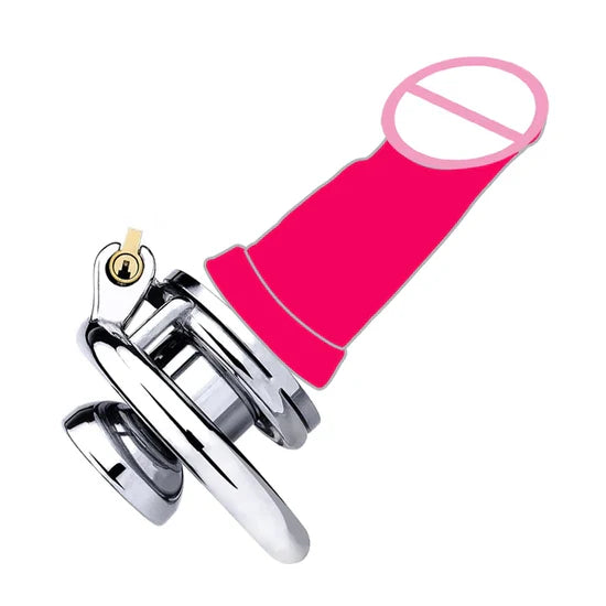 Flat Inverted Chastity Cage with Large Dildo