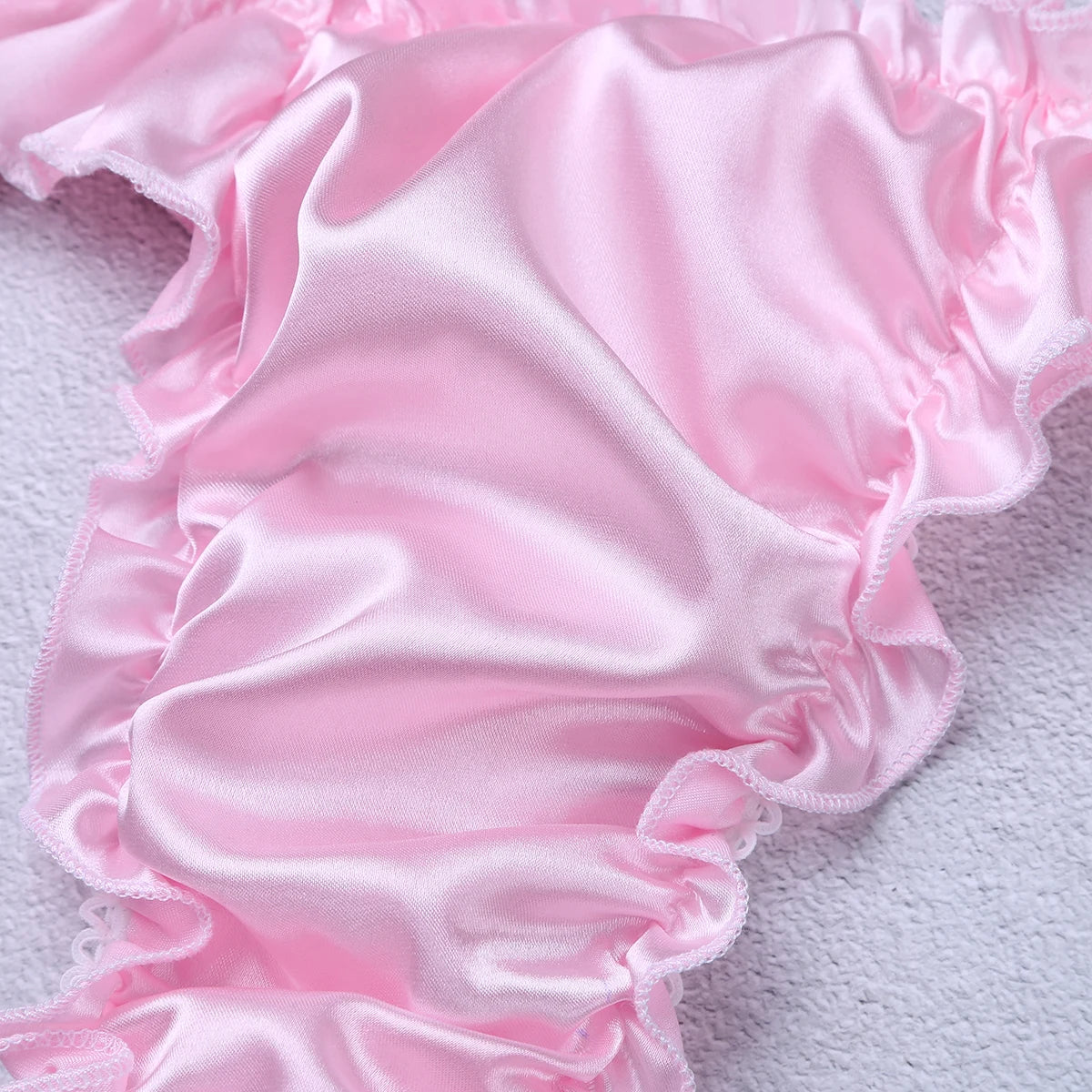 Men's Ruffled Panties Shiny Satin Sissy Lingerie Underwear