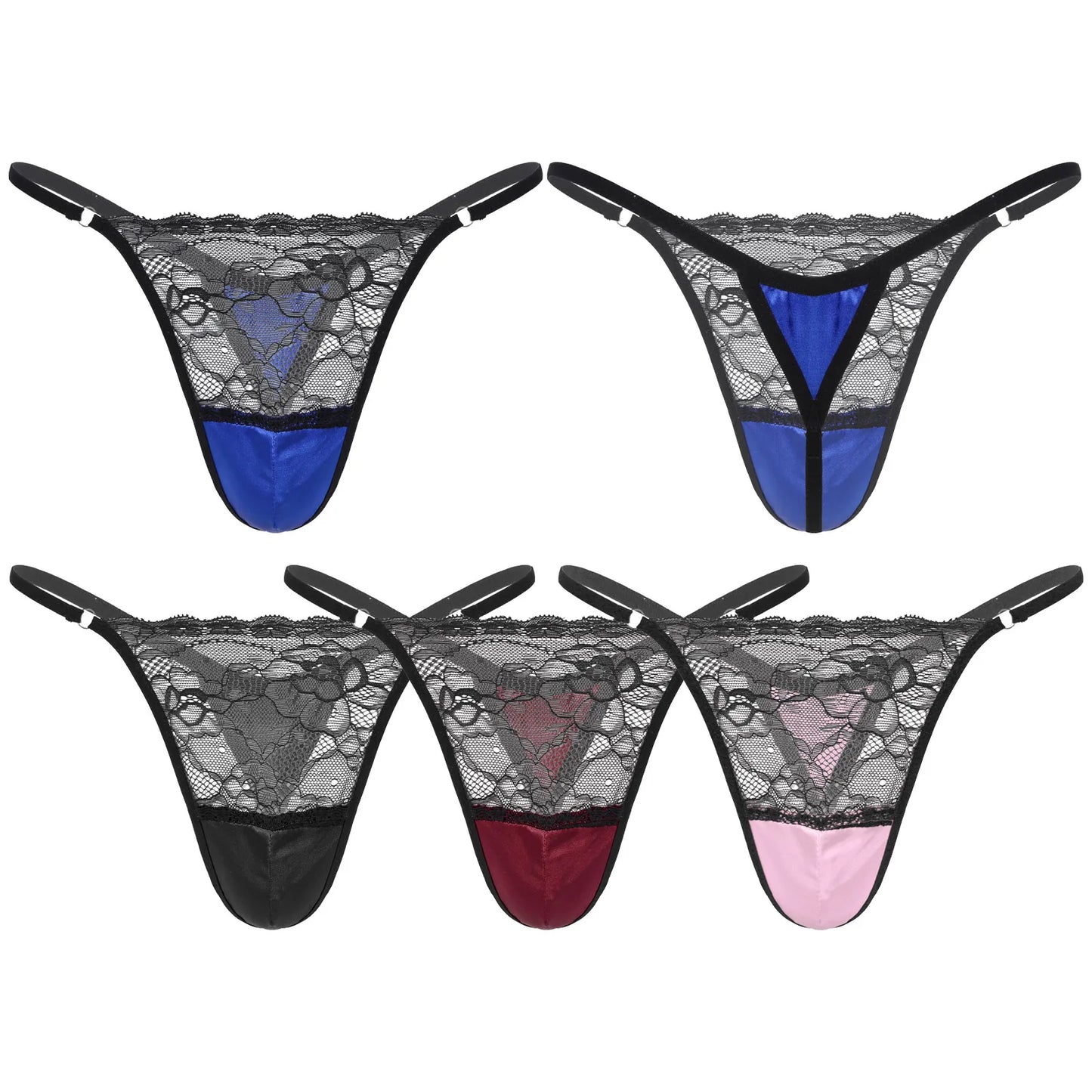 Men's Sissy Bikini G-string Underwear Lace Thong Bikini Hollow Panty ...