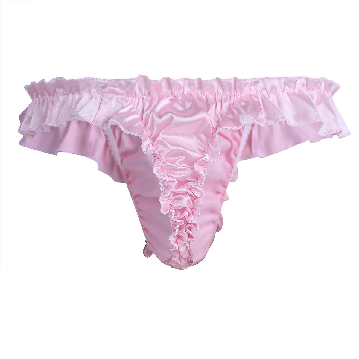 Men's Ruffled Panties Shiny Satin Sissy Lingerie Underwear