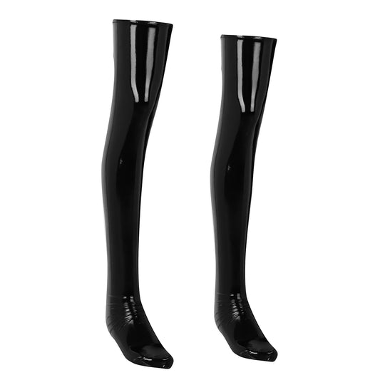 Sissy Mens Anti-skid Soft Elasticity Wetlook PU Leather Thigh-High Stockings