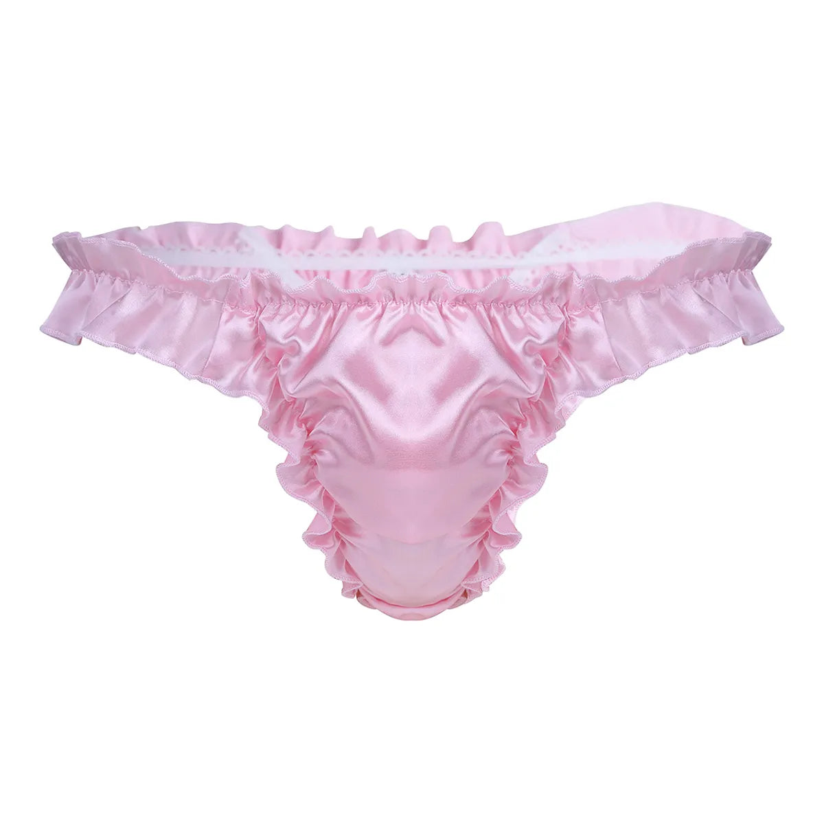 Men's Ruffled Panties Shiny Satin Sissy Lingerie Underwear