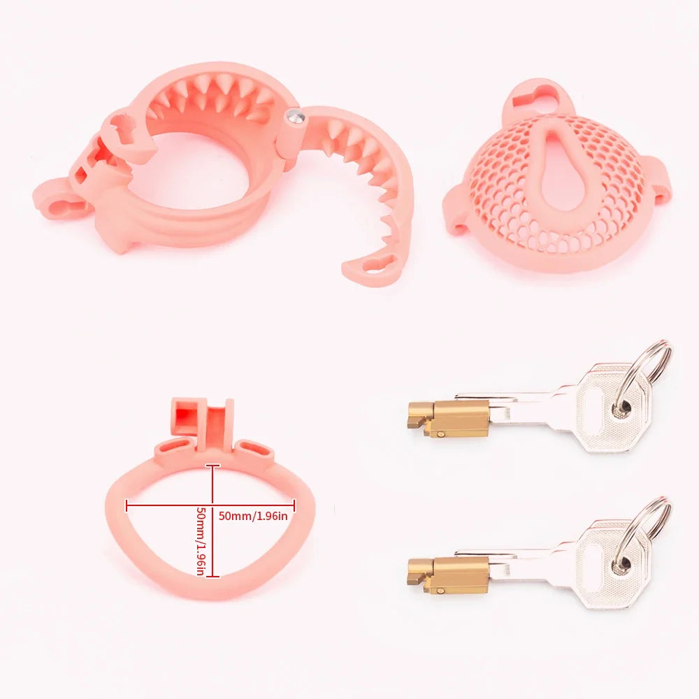 Honeycomb Slide Male Chastity Cage - Secure Glans & Scrotum Rings for Enhanced CBT Experience