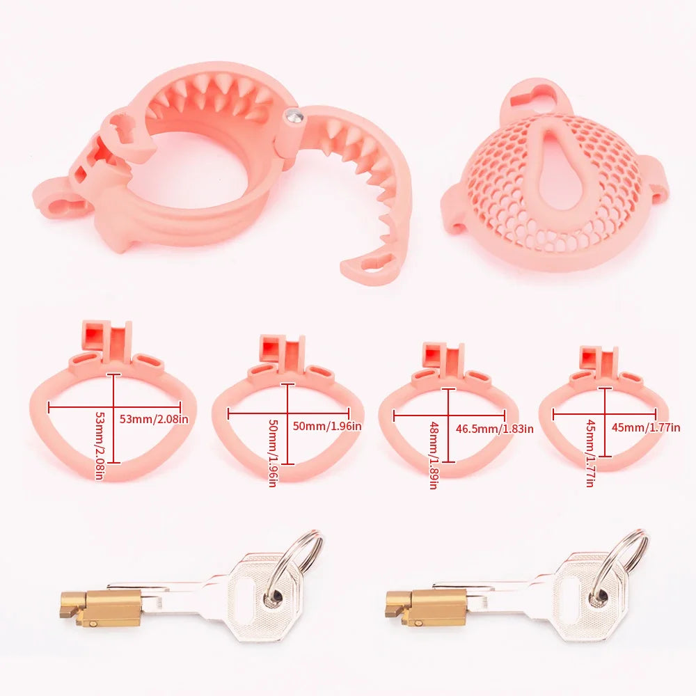 Honeycomb Slide Male Chastity Cage - Secure Glans & Scrotum Rings for Enhanced CBT Experience