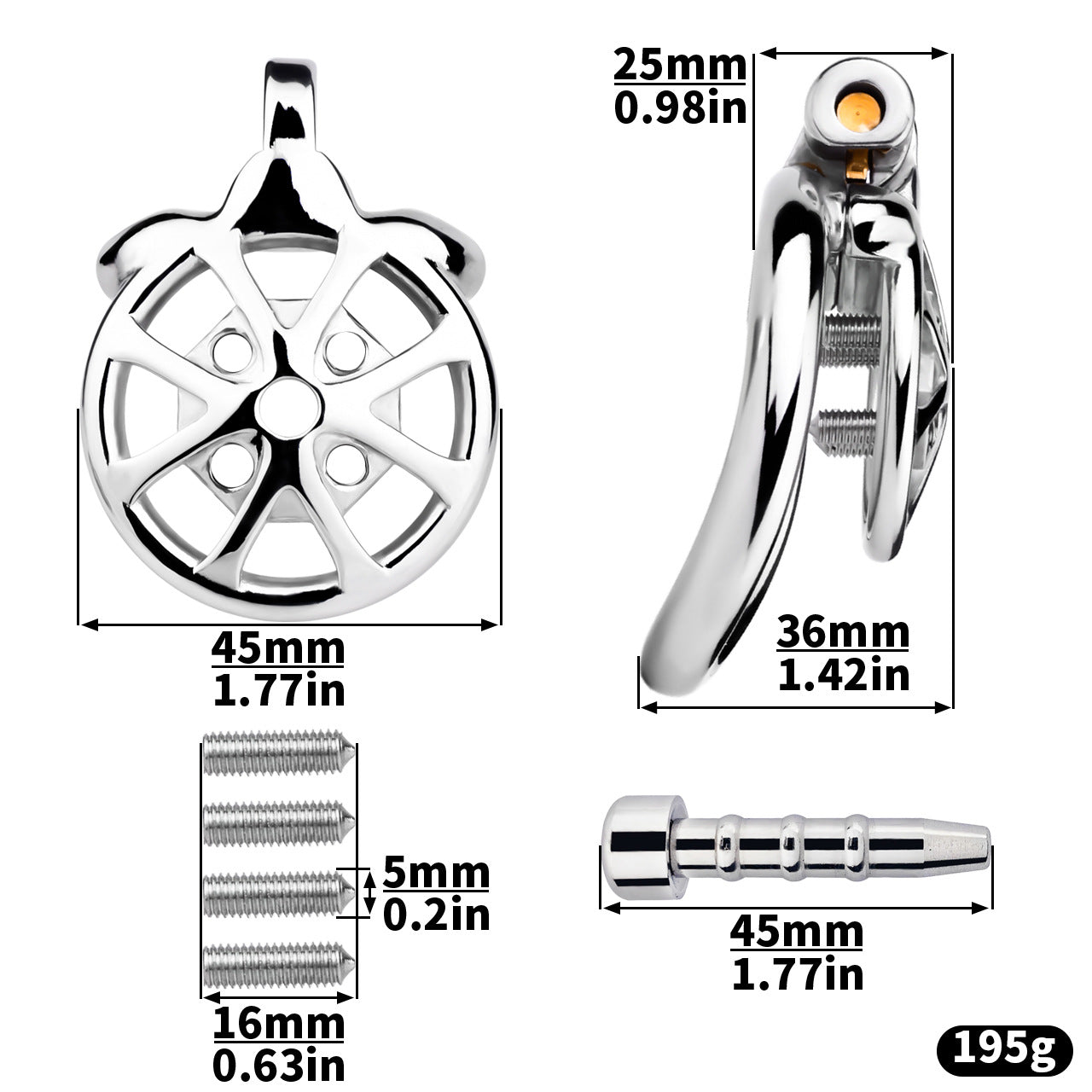 Small Flat Chastity Cage Stainless Steel Male Chastity Device with Detachable Accessories
