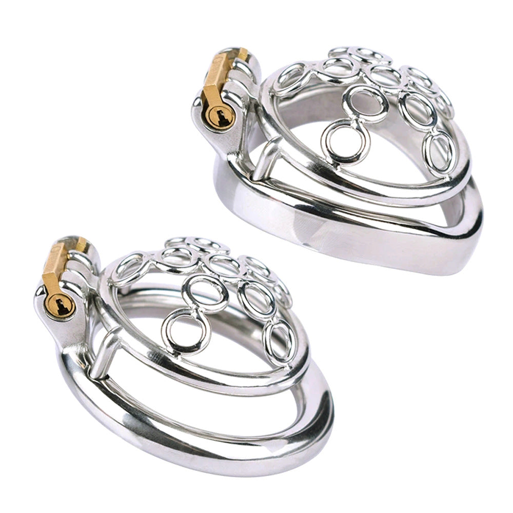 Compact Escape-Proof Stainless Steel Male Chastity Cage - Secure Penis Lock & Cock Ring - Discreet Adult Toy for Men