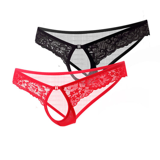 Mens Lace See-Through Panties Sissy Transparent Mesh Crotchless Briefs