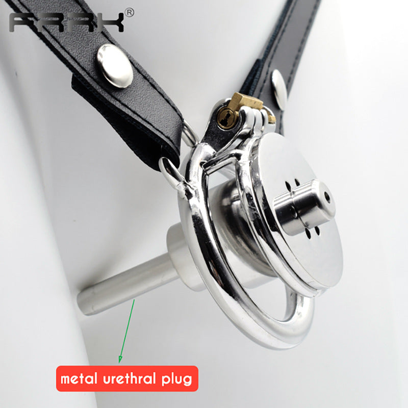 Inverted Chastity Cage with Strap and Metal Catheter