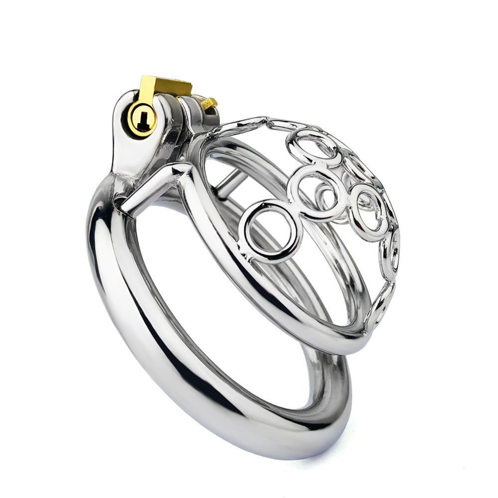 Compact Escape-Proof Stainless Steel Male Chastity Cage - Secure Penis Lock & Cock Ring - Discreet Adult Toy for Men