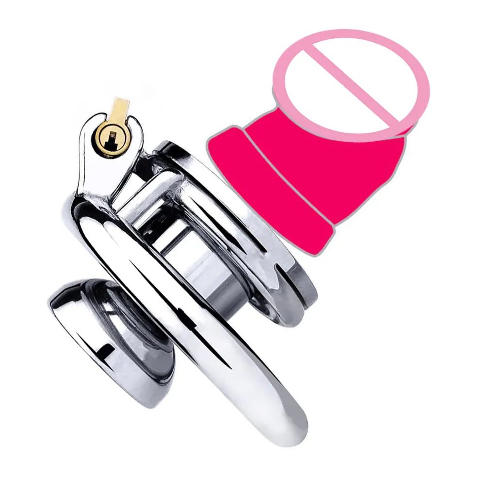 Flat Inverted Chastity Cage with Small Dildo