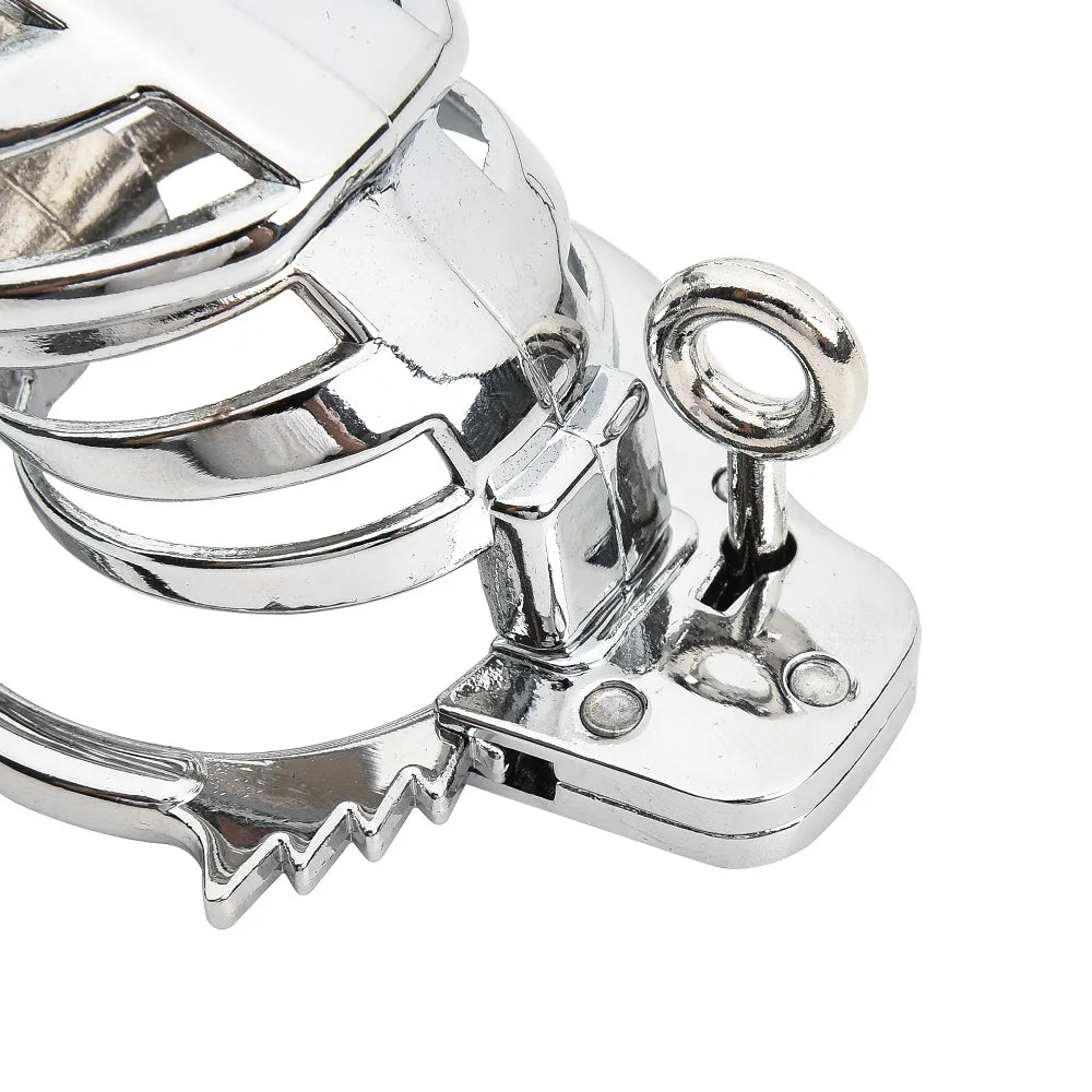 Metal Male Small Chastity Cage with Adjustable Spiked Ring Lock