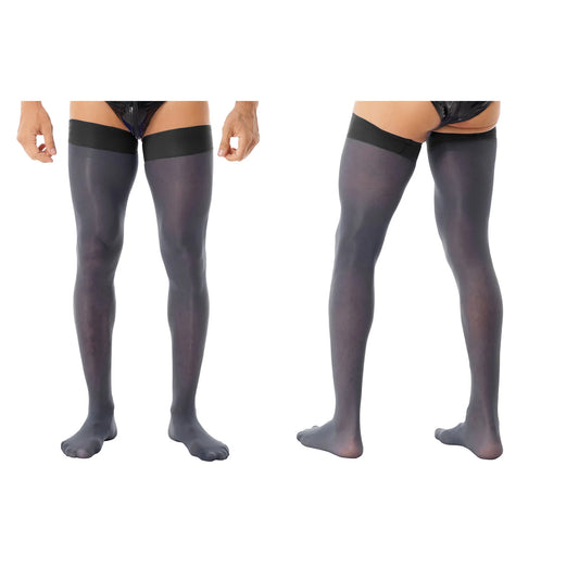 Mens Shiny Transparent Stockings - Dark Grey